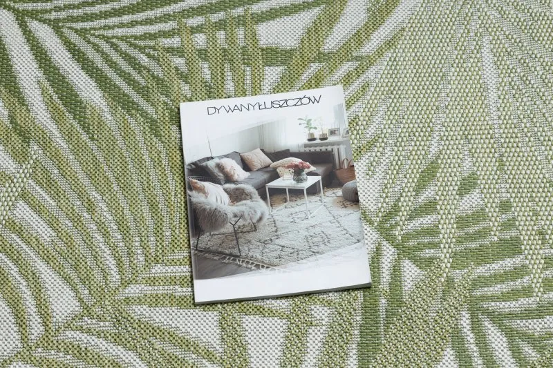 Teppich, Läufer SISAL SION Palmenblätter, tropisch 2837 flach gewebt ecru / grün