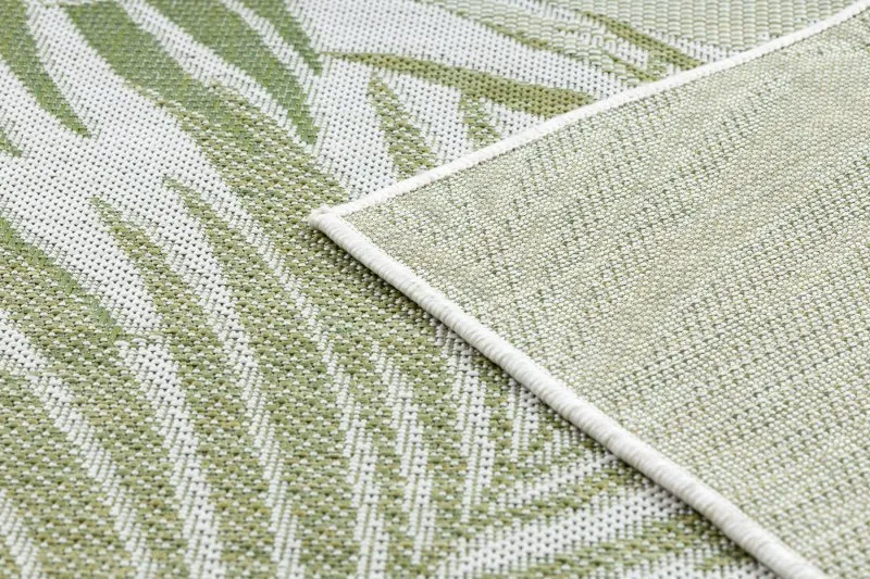Teppich, Läufer SISAL SION Palmenblätter, tropisch 2837 flach gewebt ecru / grün