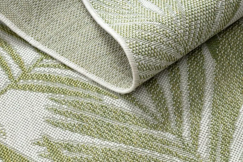 Teppich, Läufer SISAL SION Palmenblätter, tropisch 2837 flach gewebt ecru / grün