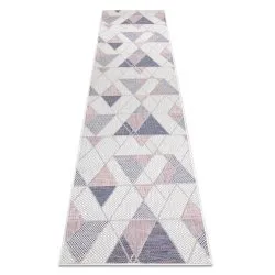 Teppich, Läufer SISAL SION Geometrisch, Dreiecke flach gewebt ecru / rosa