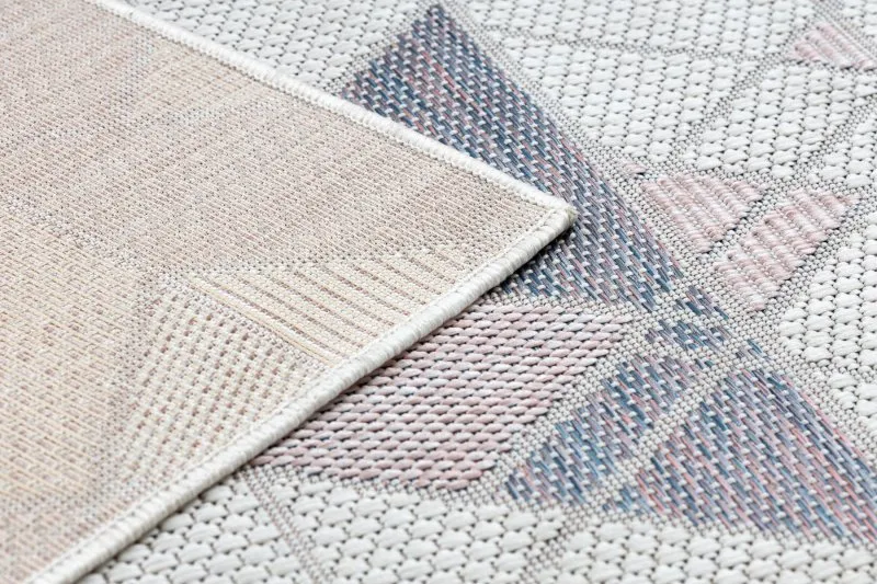 Teppich, Läufer SISAL SION Geometrisch, Dreiecke 3006 flach gewebt ecru / rosa