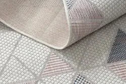 Teppich, Läufer SISAL SION Geometrisch, Dreiecke 3006 flach gewebt ecru / rosa