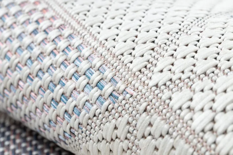 Teppich, Läufer SISAL SION Geometrisch, Dreiecke 3006 flach gewebt ecru / rosa