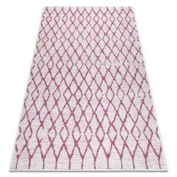 Teppich SISAL SION Gitter flach gewebt ecru / fuchsie