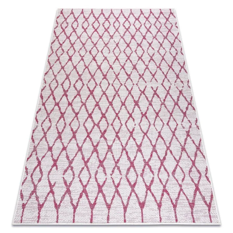 Teppich SISAL SION Gitter 22129 flach gewebt ecru / fuchsie