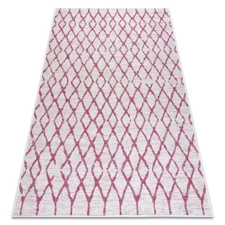 Teppich SISAL SION Gitter 22129 flach gewebt ecru / fuchsie