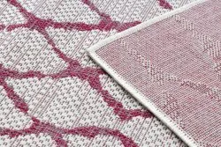Teppich SISAL SION Gitter 22129 flach gewebt ecru / fuchsie