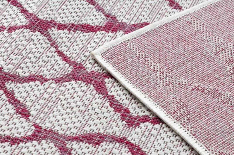 Teppich SISAL SION Gitter 22129 flach gewebt ecru / fuchsie