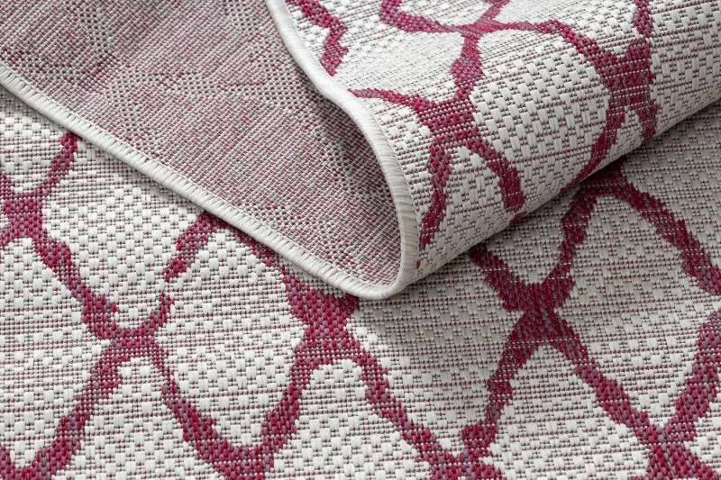 Teppich SISAL SION Gitter 22129 flach gewebt ecru / fuchsie