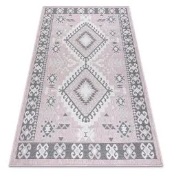 Teppich SISAL SION aztekisch flach gewebt rosa / ecru