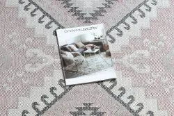 Teppich SISAL SION aztekisch 3007 flach gewebt rosa / ecru