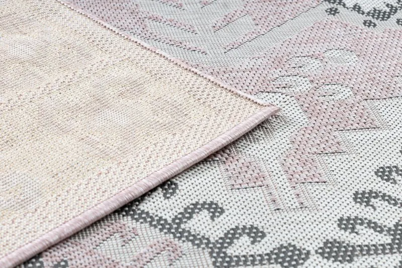 Teppich SISAL SION aztekisch 3007 flach gewebt rosa / ecru