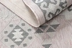 Teppich SISAL SION aztekisch 3007 flach gewebt rosa / ecru