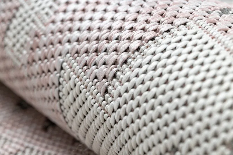 Teppich SISAL SION aztekisch 3007 flach gewebt rosa / ecru