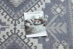 Teppich SISAL SION aztekisch 3007 flach gewebt blau / rosa / ecru