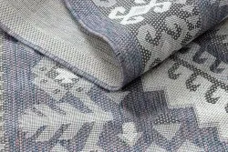 Teppich SISAL SION aztekisch 3007 flach gewebt blau / rosa / ecru