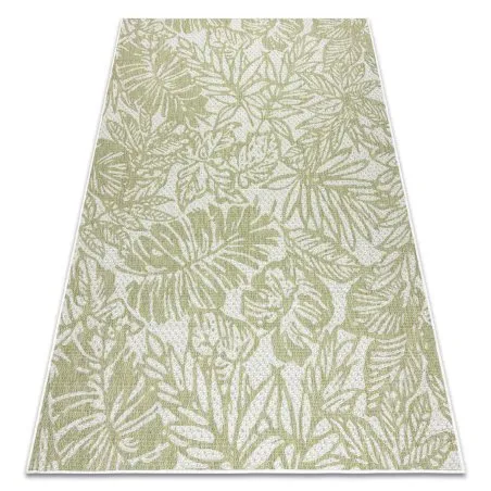 Teppich SISAL SION Blätter, tropisch 22128 flach gewebt ecru / grün