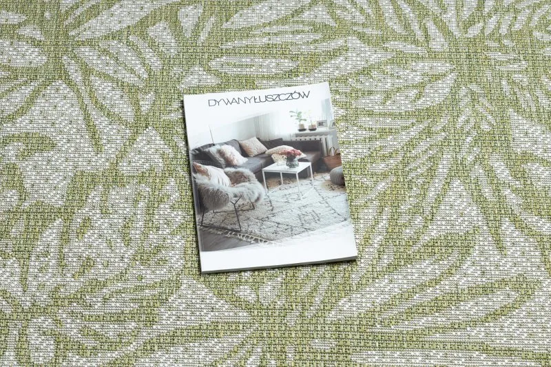 Teppich SISAL SION Blätter, tropisch 22128 flach gewebt ecru / grün