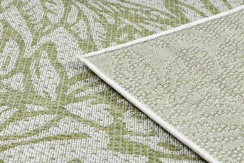 Teppich SISAL SION Blätter, tropisch 22128 flach gewebt ecru / grün