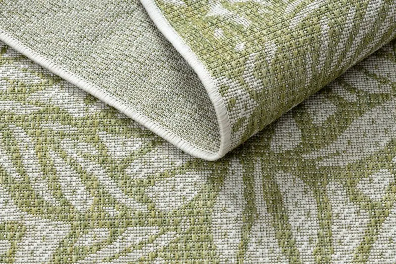 Teppich SISAL SION Blätter, tropisch 22128 flach gewebt ecru / grün