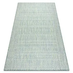 Teppich SISAL SION aztekisch Diamanten flach gewebt grün / blau / ecru