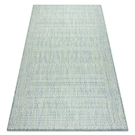Teppich SISAL SION aztekisch 22184 Diamanten flach gewebt grün / blau / ecru