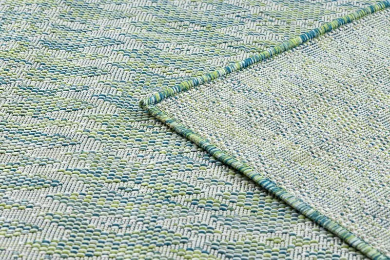 Teppich SISAL SION aztekisch 22184 Diamanten flach gewebt grün / blau / ecru