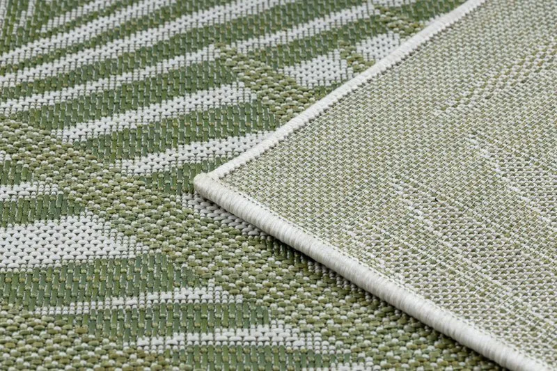 Teppich SISAL SION Palmenblätter, tropisch 2837 flach gewebt ecru / grün
