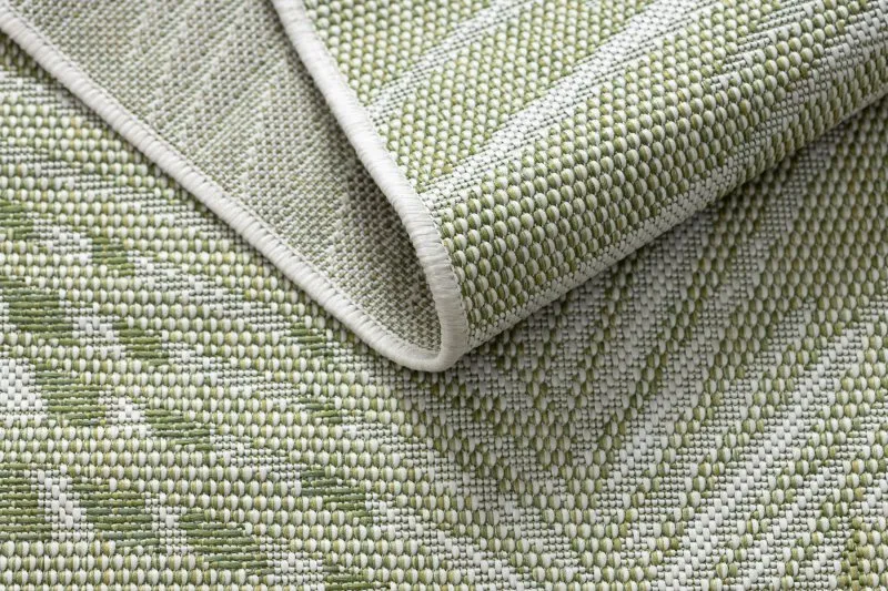 Teppich SISAL SION Palmenblätter, tropisch 2837 flach gewebt ecru / grün