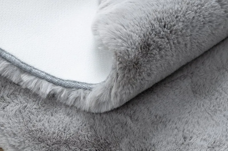 Moderner Waschteppich TEDDY Kreis Shaggy, plüschig, sehr dickes Antirutsch grau