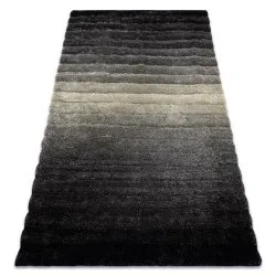Modern Teppich FLIM 007-B6 shaggy, Streifen - Strukturell grau