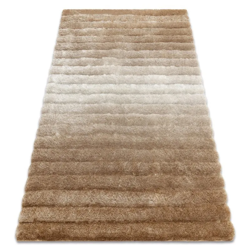 Modern Teppich FLIM 007-B2 shaggy, Streifen - Strukturell beige