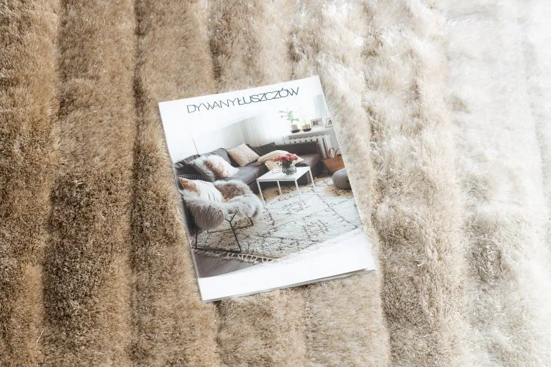 Modern Teppich FLIM 007-B2 shaggy, Streifen - Strukturell beige