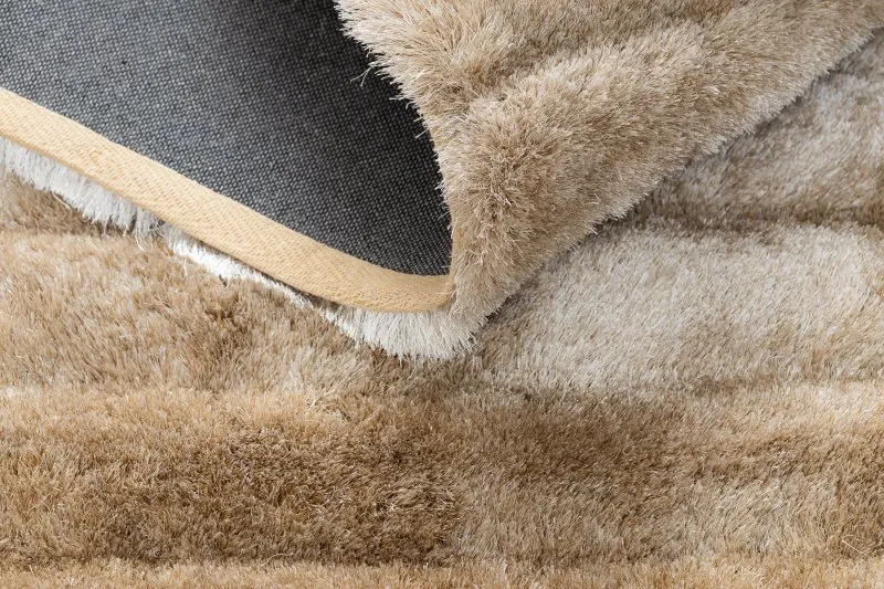 Modern Teppich FLIM 007-B2 shaggy, Streifen - Strukturell beige