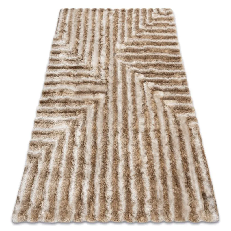 Modern Teppich FLIM 010-B1 shaggy, Labirynth - Strukturell beige