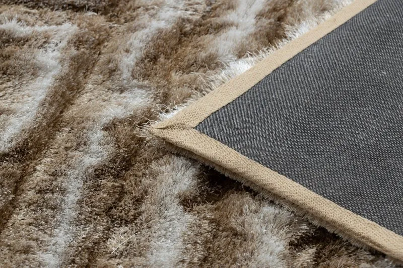 Modern Teppich FLIM 010-B1 shaggy, Labirynth - Strukturell beige
