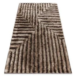 Modern Teppich FLIM 010-B7 shaggy, Labirynth - Strukturell braun