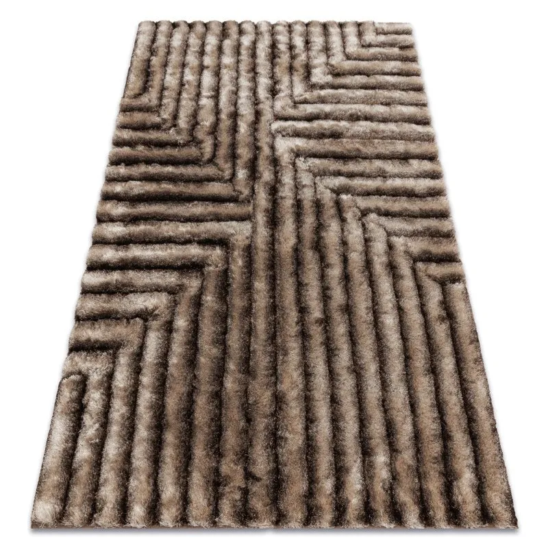 Modern Teppich FLIM 010-B7 shaggy, Labirynth - Strukturell braun