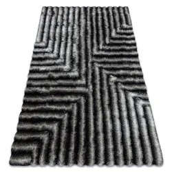 Modern Teppich FLIM 010-B3 shaggy, Labirynth - Strukturell schwarz / grau