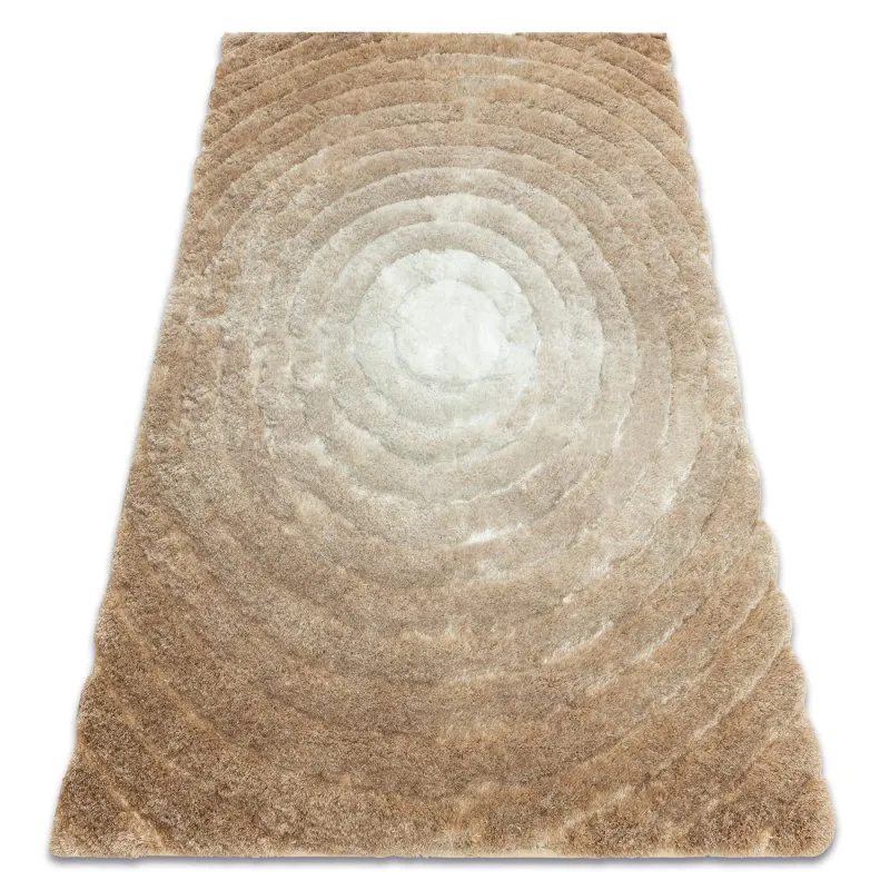 Modern Teppich FLIM 008-B1 shaggy, Kreise - Strukturell beige
