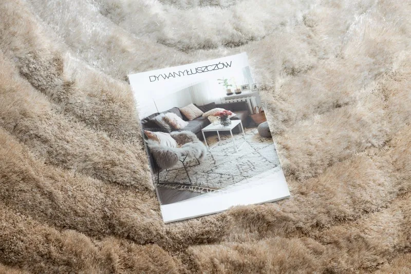 Modern Teppich FLIM 008-B1 shaggy, Kreise - Strukturell beige