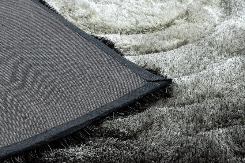Modern Teppich FLIM 008-B2 shaggy, Kreise - Strukturell grau