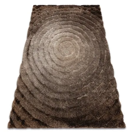 Modern Teppich FLIM 008-B7 shaggy, Kreise - Strukturell braun