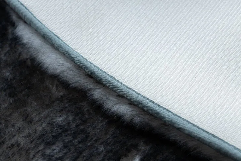 Moderner Waschteppich LAPIN Kreis Shaggy, Antirutsch elfenbein / schwarz