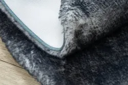 Moderner Waschteppich LAPIN Kreis Shaggy, Antirutsch elfenbein / schwarz