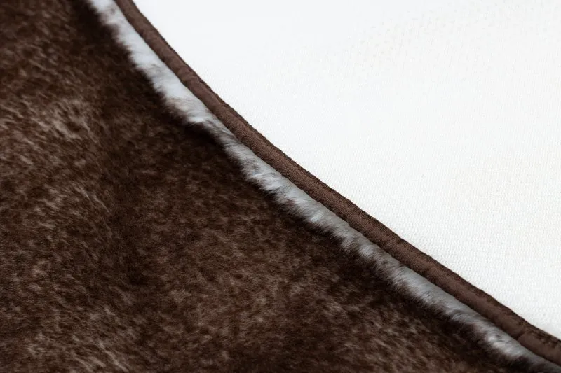 Moderner Waschteppich LAPIN Kreis Shaggy, Antirutsch elfenbein / Schokolade