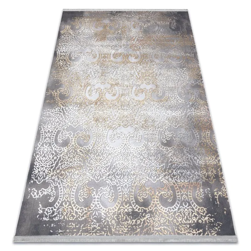 Modern LUCE 84 Teppich Ornament vintage - Strukturell grau / Senf
