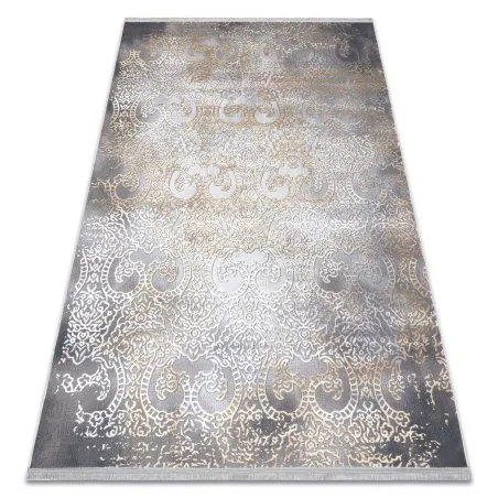 Modern LUCE 84 Teppich Ornament vintage - Strukturell grau / Senf