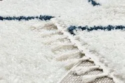 Teppich UNION 3683 Gitter sahne / blau Franse berber marokkanisch shaggy zottig