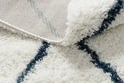 Teppich UNION 3683 Gitter sahne / blau Franse berber marokkanisch shaggy zottig